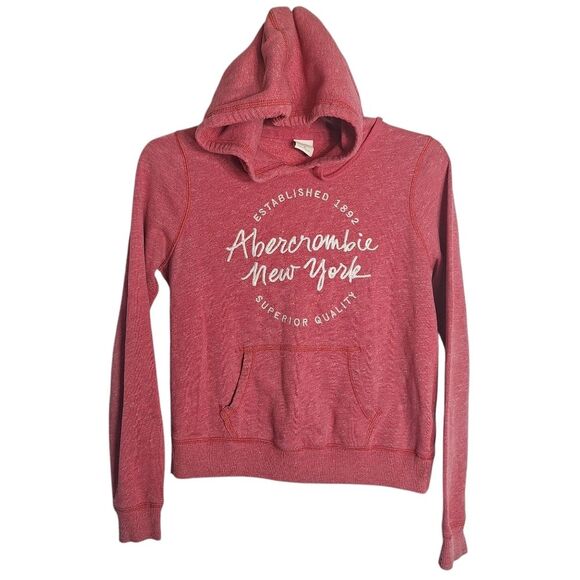 Abercrombie & Fitch Womens Red Pullover Hoodie Sweatshirt Y2K Preppy Medium - Picture 1 of 10